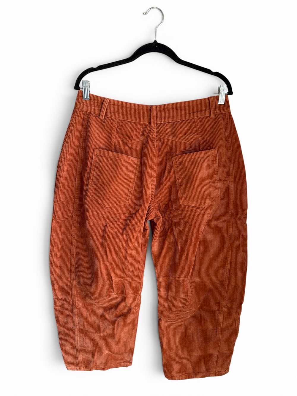 So Me Barrel Pants Size Large Rust Corduroy Cropped Belt Loops Side Pockets New - Picture 7 of 13